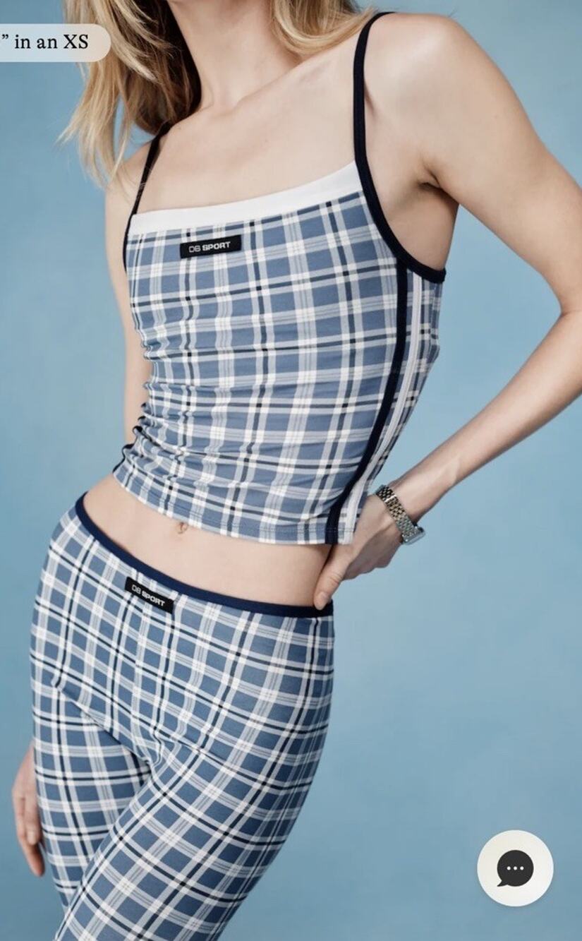 DB Sport SQUARE NECK TANK Greenwich Plaid Dairy Boy Sz L NWT